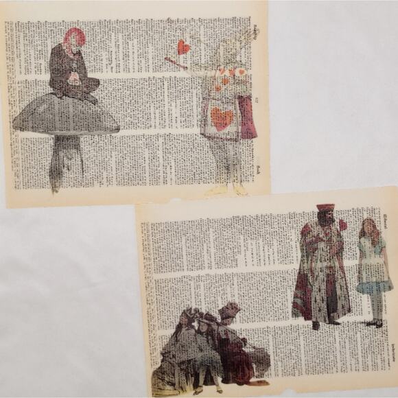 Alice in Wonderland Dictionary Prints 5, Colorful Alice Prints, Book Page Prints - Picture 2 of 5